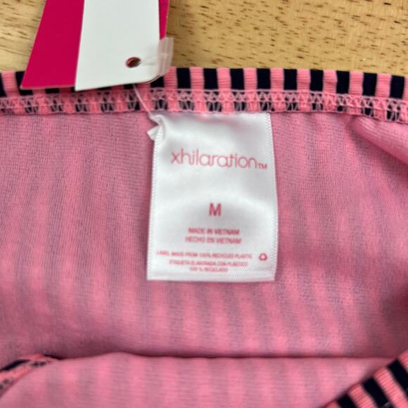 Xhilaration Juniors' Pink Striped Cheeky Bikini Bottom - Size Medium - NWT - Picture 2 of 7